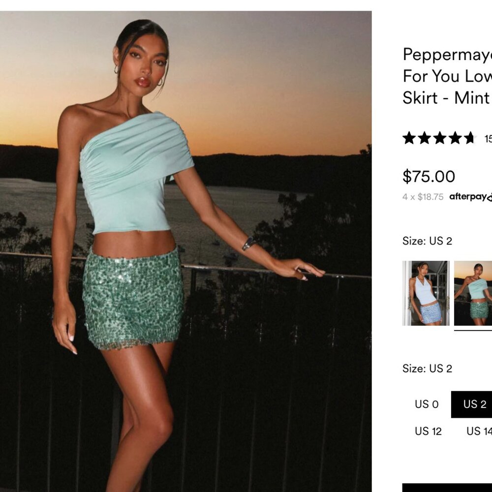 Peppermayo Made For You Low Rise Sequin Mini Skirt - Mint